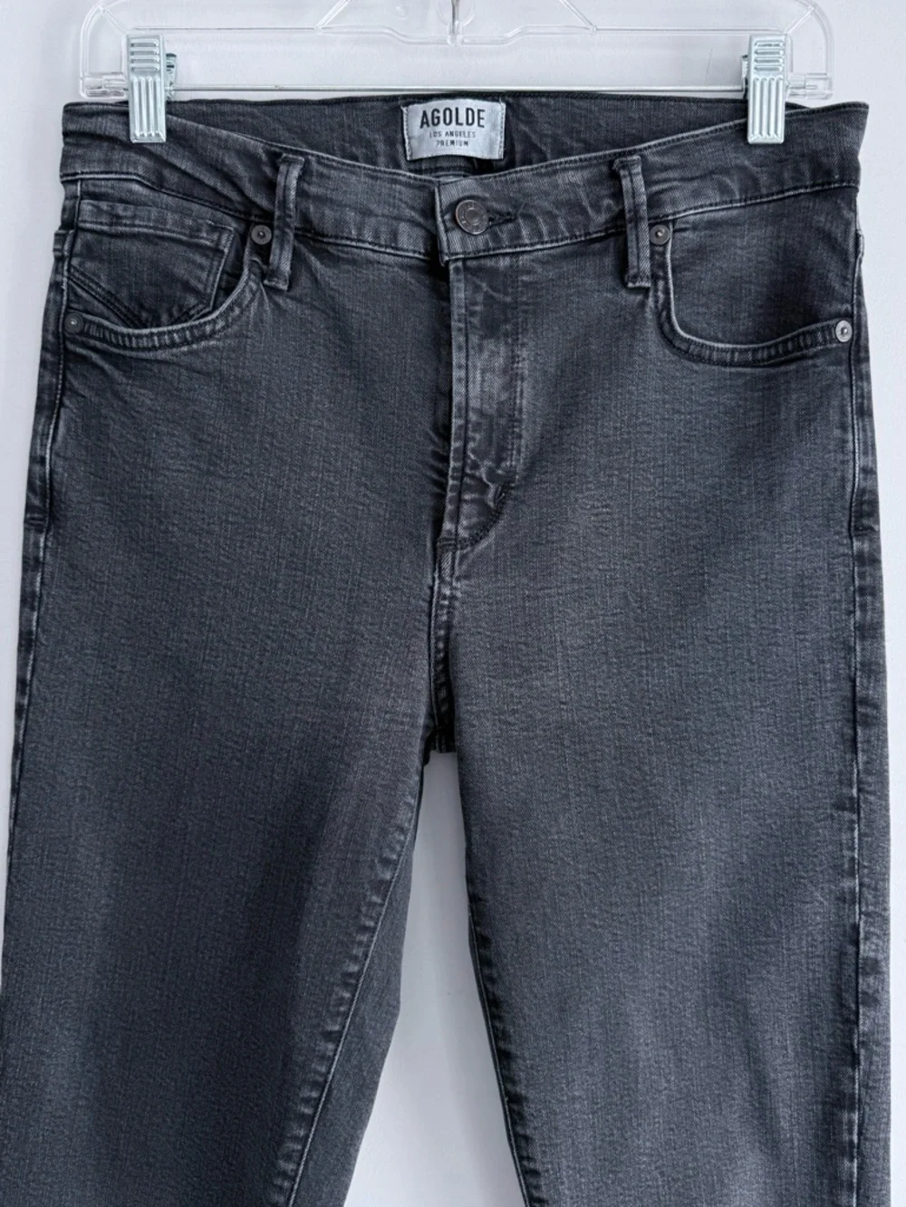 AGOLDE Sophie High Rise Crop Jeans in Princeton 28 Washed Black Classic